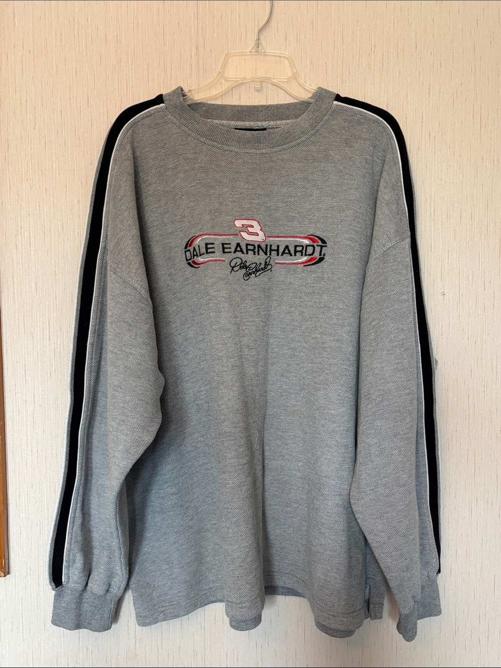 Chase Authentica Dale Earnhardt Grey Crewneck Sweatshirt with Black Stripe